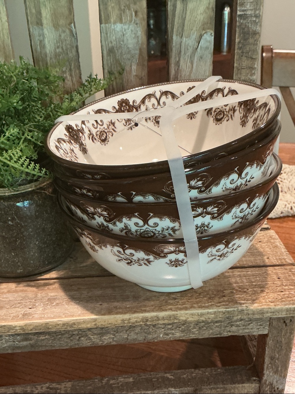 *Out of Stock Online* Hobby Lobby Brown Toile Bowls - Set of 4